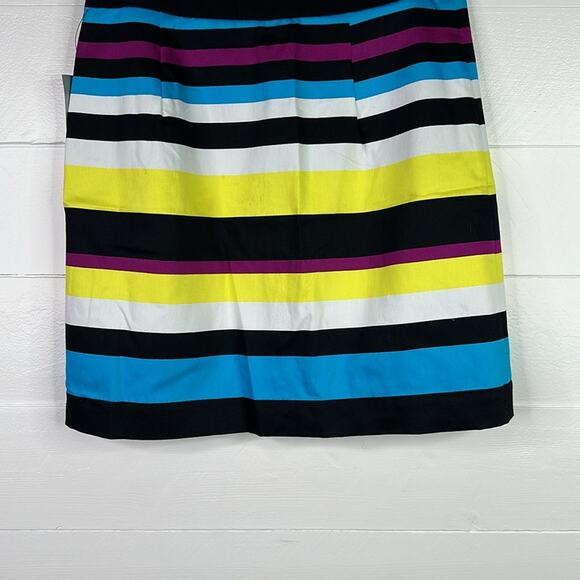 WORTHINGTON Purple Blue Yellow Striped Multi Color Side Zipper Mini Skirt Size 4 - Picture 4 of 11